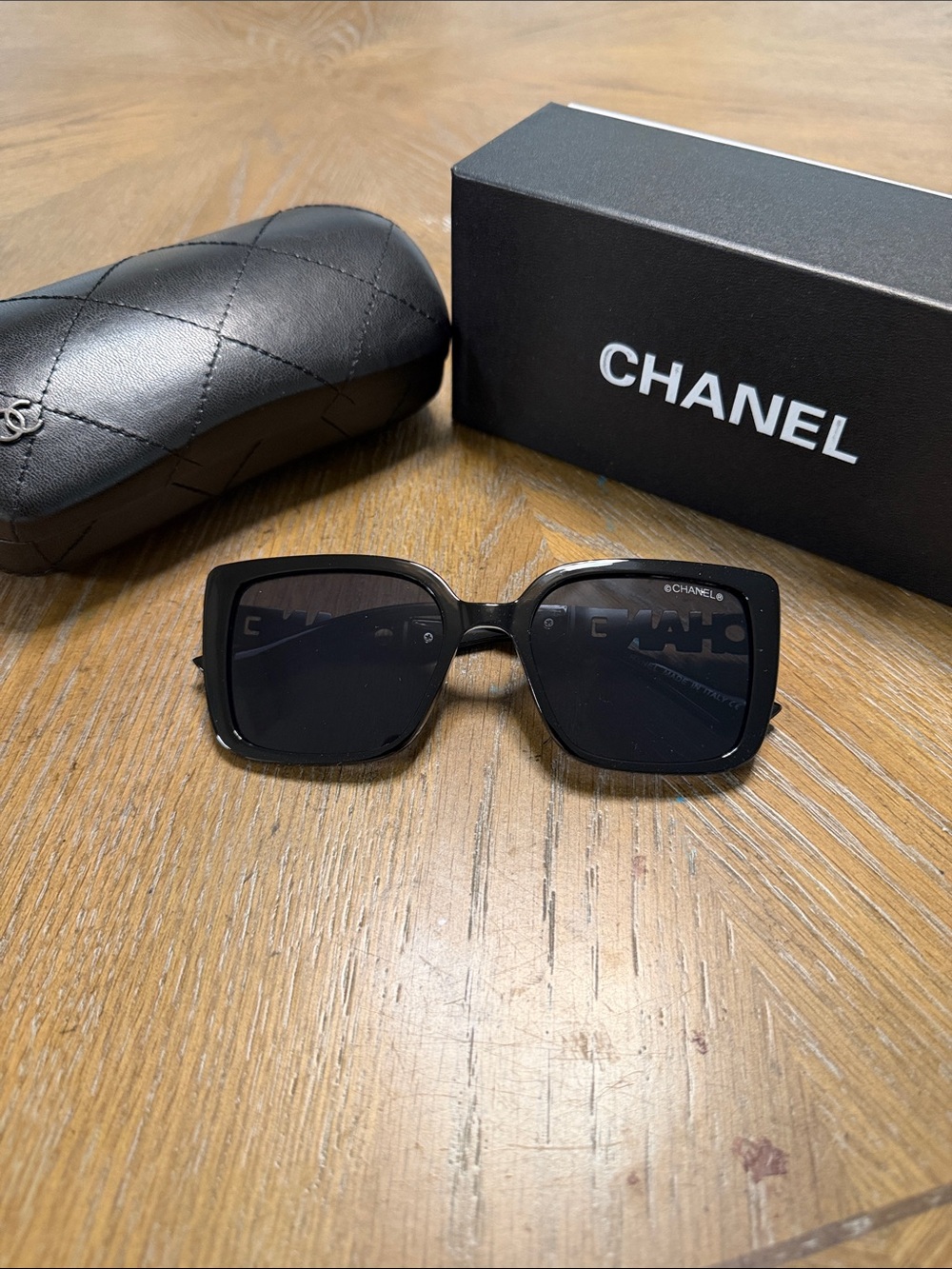 CHANEL Black Oversized Square Sunglasses